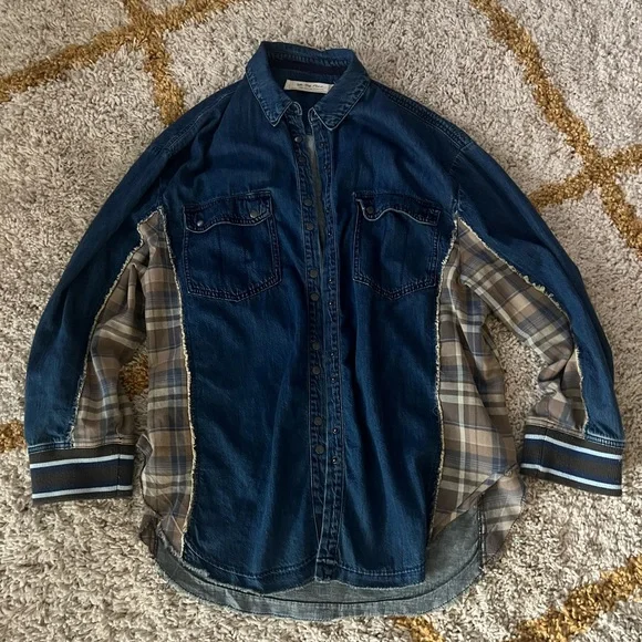 We The Free Denim and plaid snap shirt - Picture 3 of 8